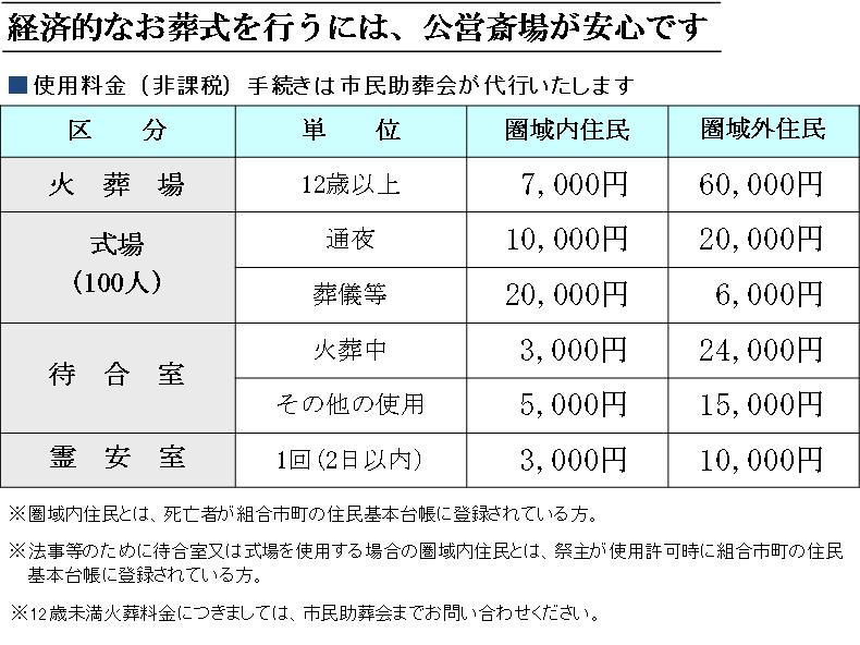 こだま聖苑　料金