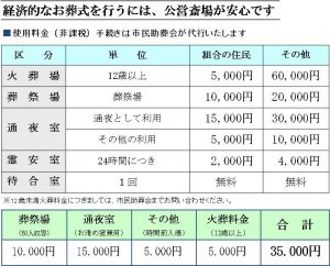 飯能斎場　式場料金